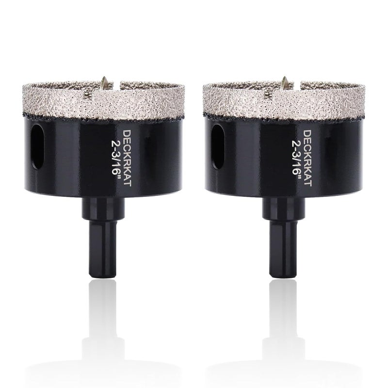 DECKRKAT 2-3/16 Inch Diamond Hole-Saw Bits with Pilot Drill Bit-2pc 2-3/16" Diamond Tipped Tile Hole Saws with Guiding Bit Accurate Drilling for Porcelain Tile Ceramic Pottery Granite Stone Glass Bottles 55mm - Image 1